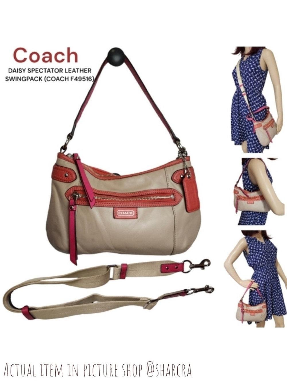 Coach Women's Daisy Spectator leather swingpack F49516 detach crossbody handbag